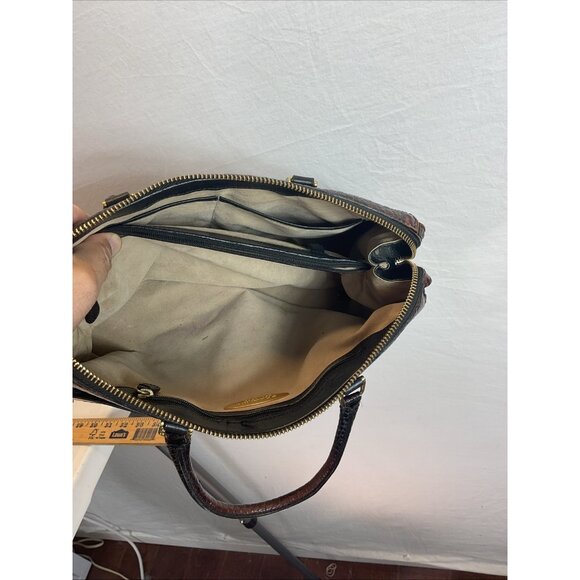 Brahmin Crandall Tuscan Leather Satchel Black Brown Croc - Picture 13 of 15